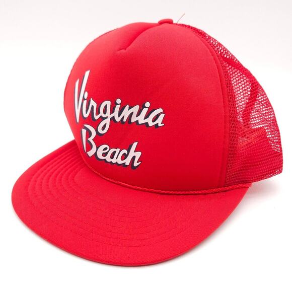 Vintage Virginia Beach Snapback Rope‎ Mesh Trucker Hat Mohr's Red Ball Cap - Picture 1 of 7